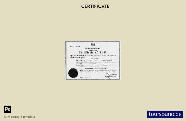 listo para imprimir plantilla de certificado de nacimiento del Registrador Gener